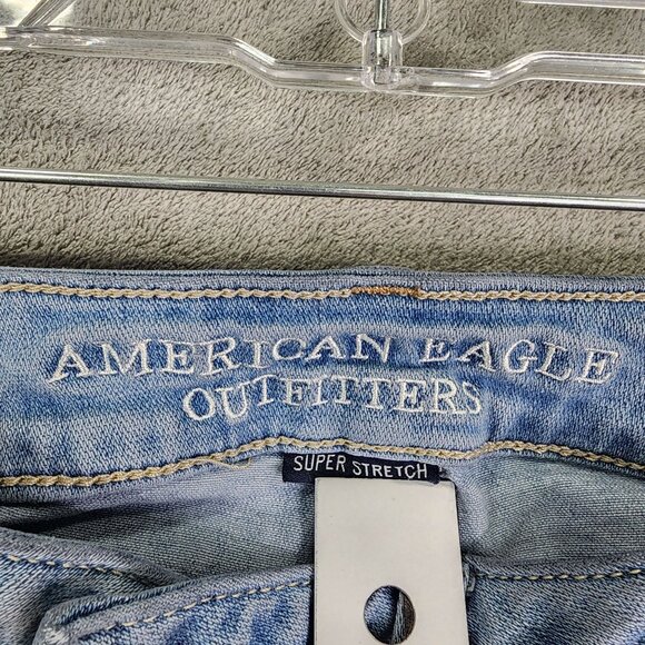 Womens American Eagle Hi Rise Jegging Denim Jeans Super Stretch Distressed 8 - Picture 4 of 10
